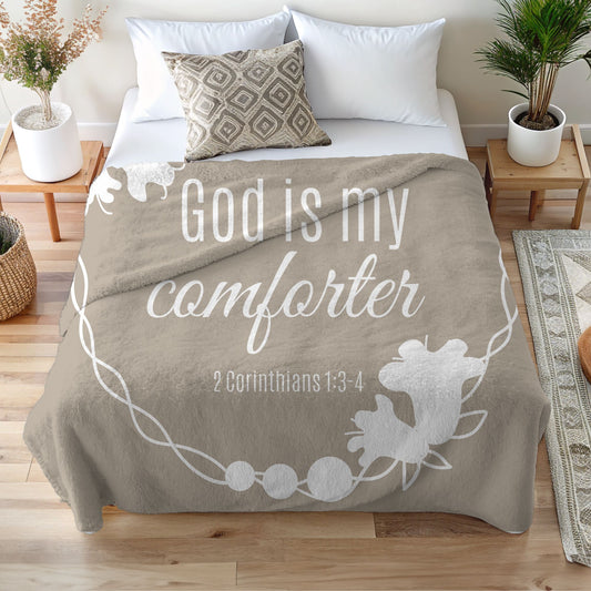 God is My Comforter Bible Verse Blanket - Christian Gift of Comfort and Encouragement