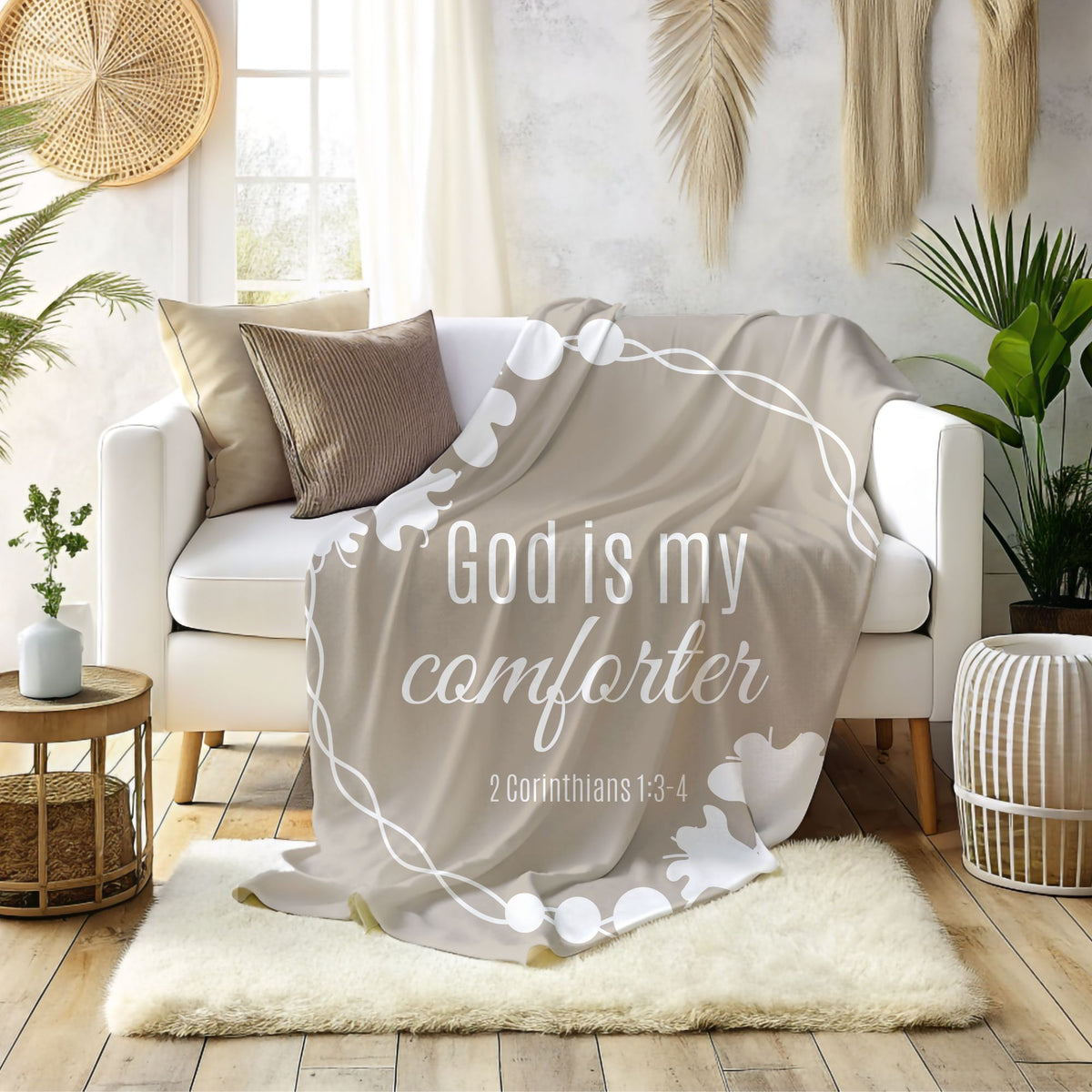 God is My Comforter Bible Verse Blanket - Christian Gift of Comfort and Encouragement