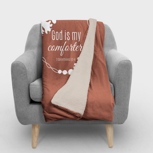 God Is My Comforter Sherpa Throw Blanket